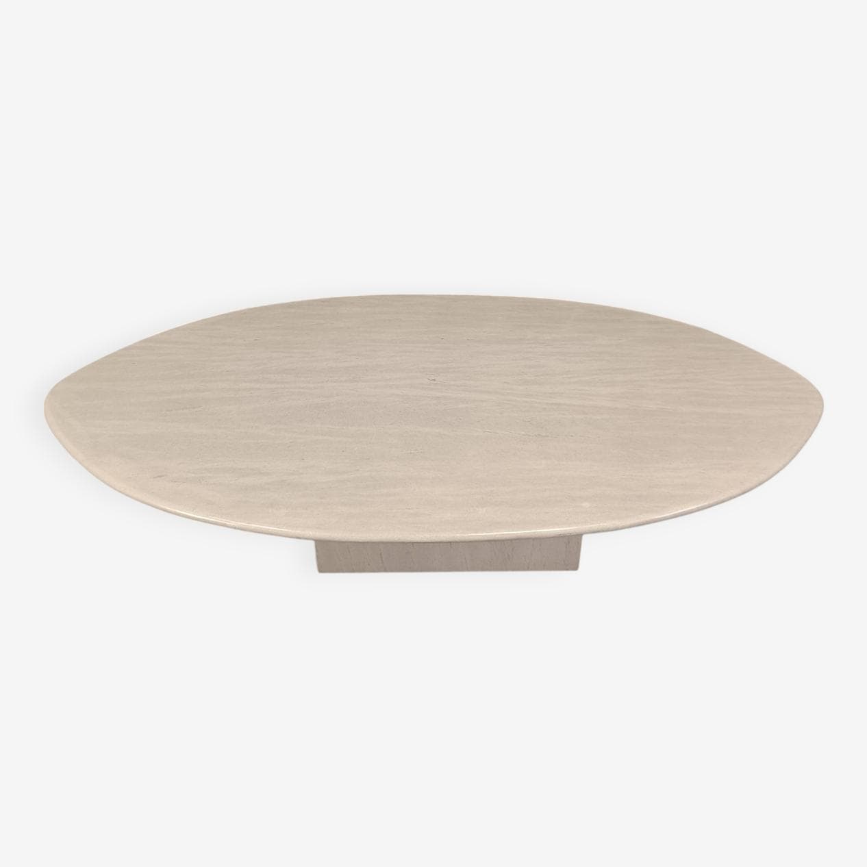 Stolik kawowy owalny, beżowy, trawertyn, Włochy, lata 70. - 271802