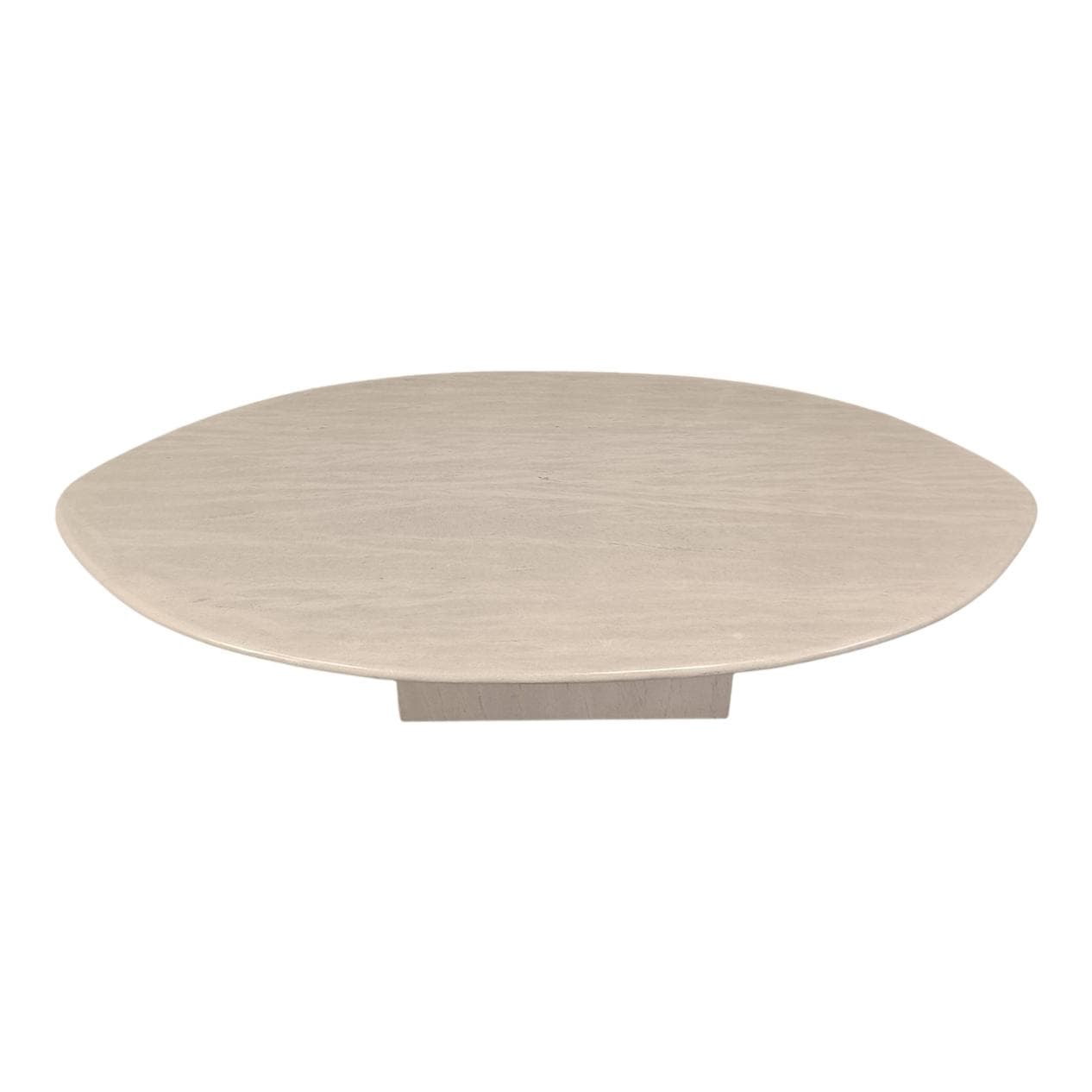 Stolik kawowy owalny, beżowy, trawertyn, Włochy, lata 70.