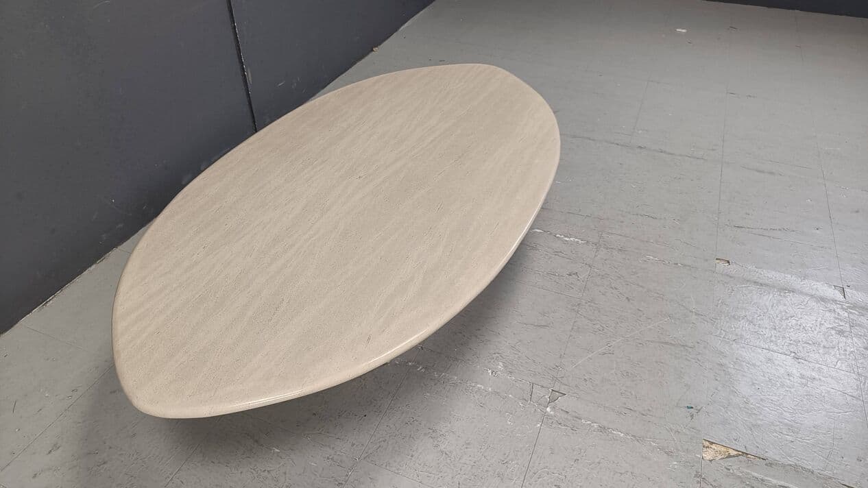 Stolik kawowy owalny, beżowy, trawertyn, Włochy, lata 70. - 271805