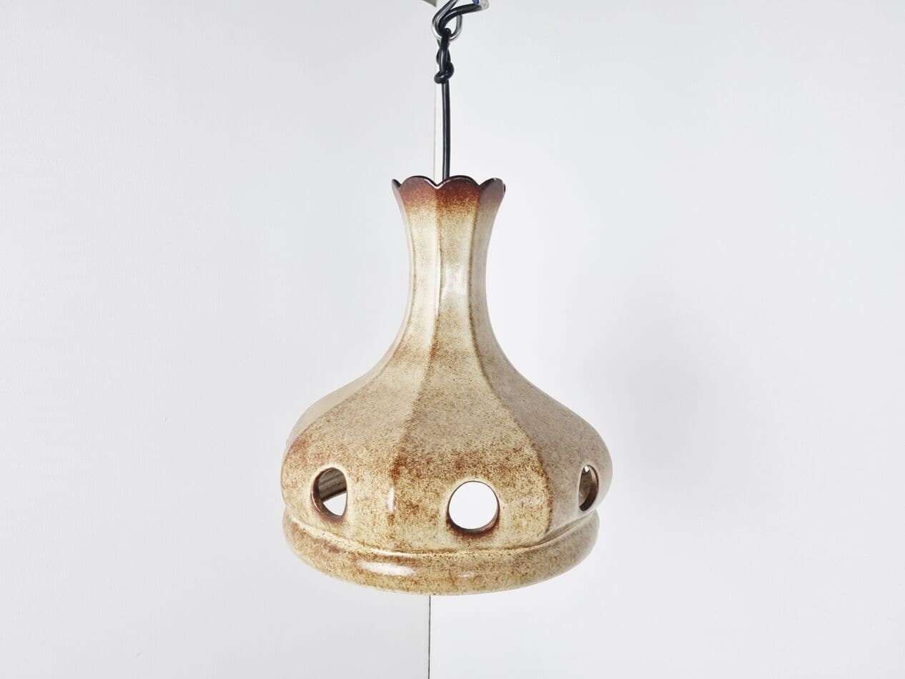 Lampa wisząca, beżowa, ceramika, Niemcy, lata 60. - 271747