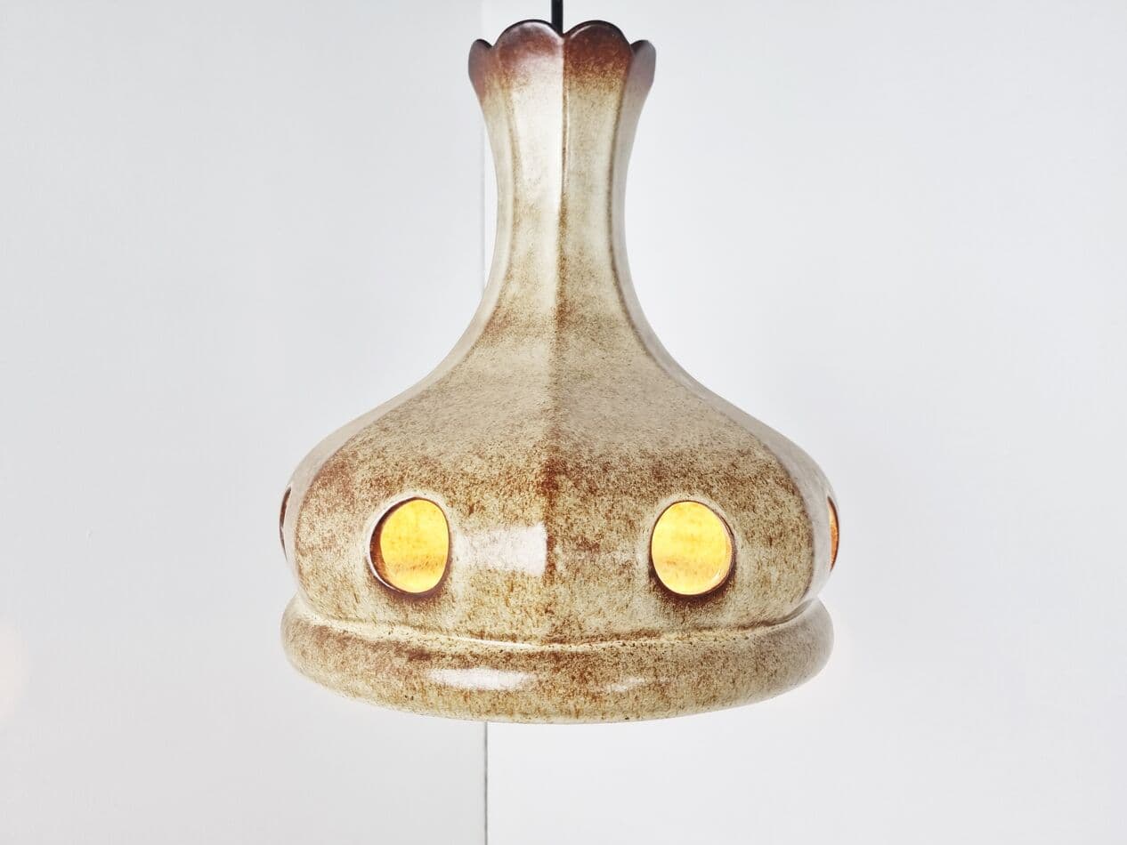 Lampa wisząca, beżowa, ceramika, Niemcy, lata 60. - 271750