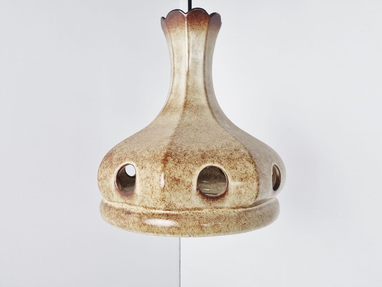 Lampa wisząca, beżowa, ceramika, Niemcy, lata 60. - 271748