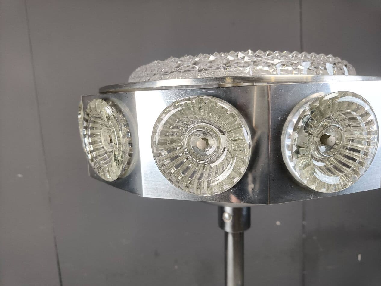 Lampa podłogowa Space Age, srebrny, aluminium szkło, Belgia, lata 70. - 271688