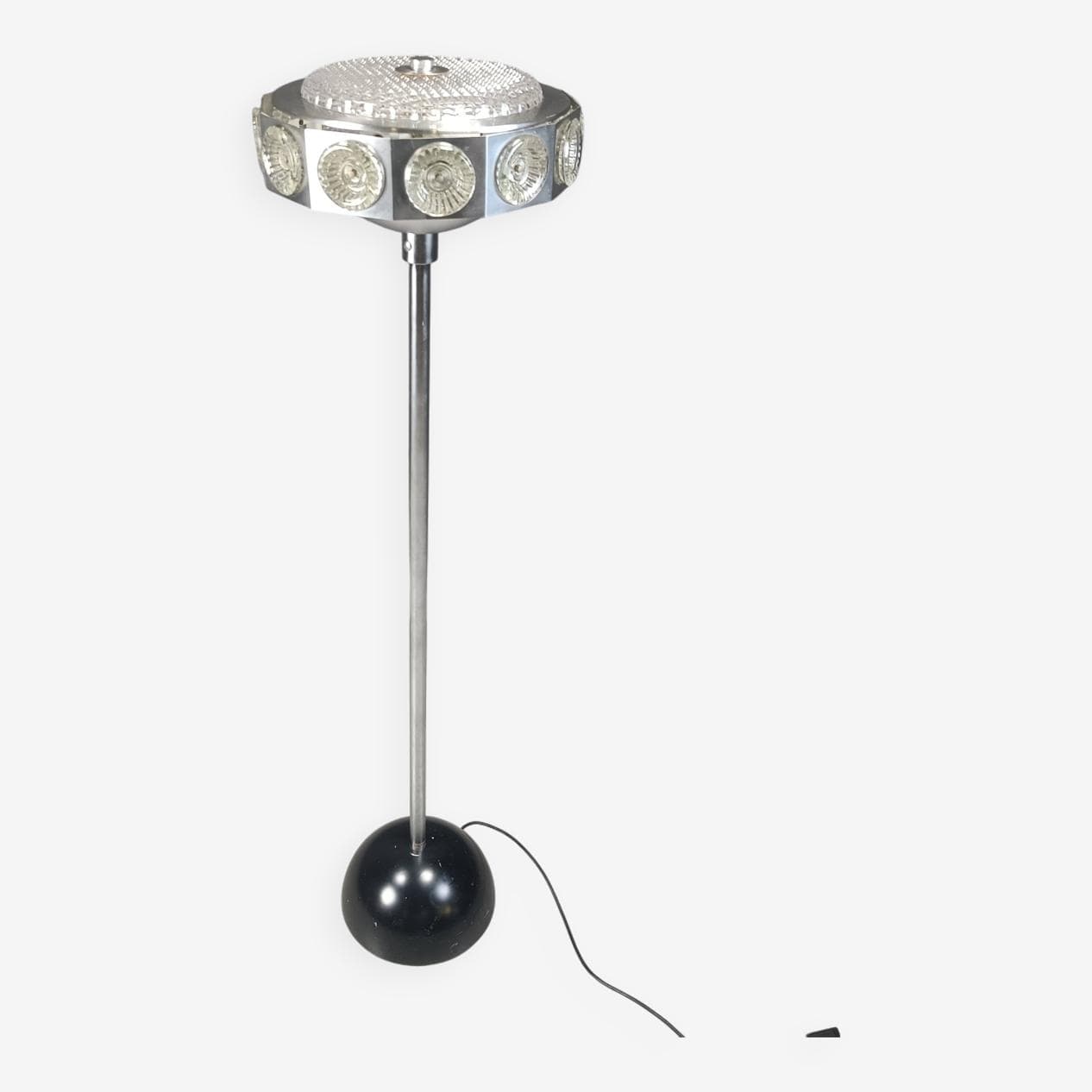 Lampa podłogowa Space Age, srebrny, aluminium szkło, Belgia, lata 70. - 271686