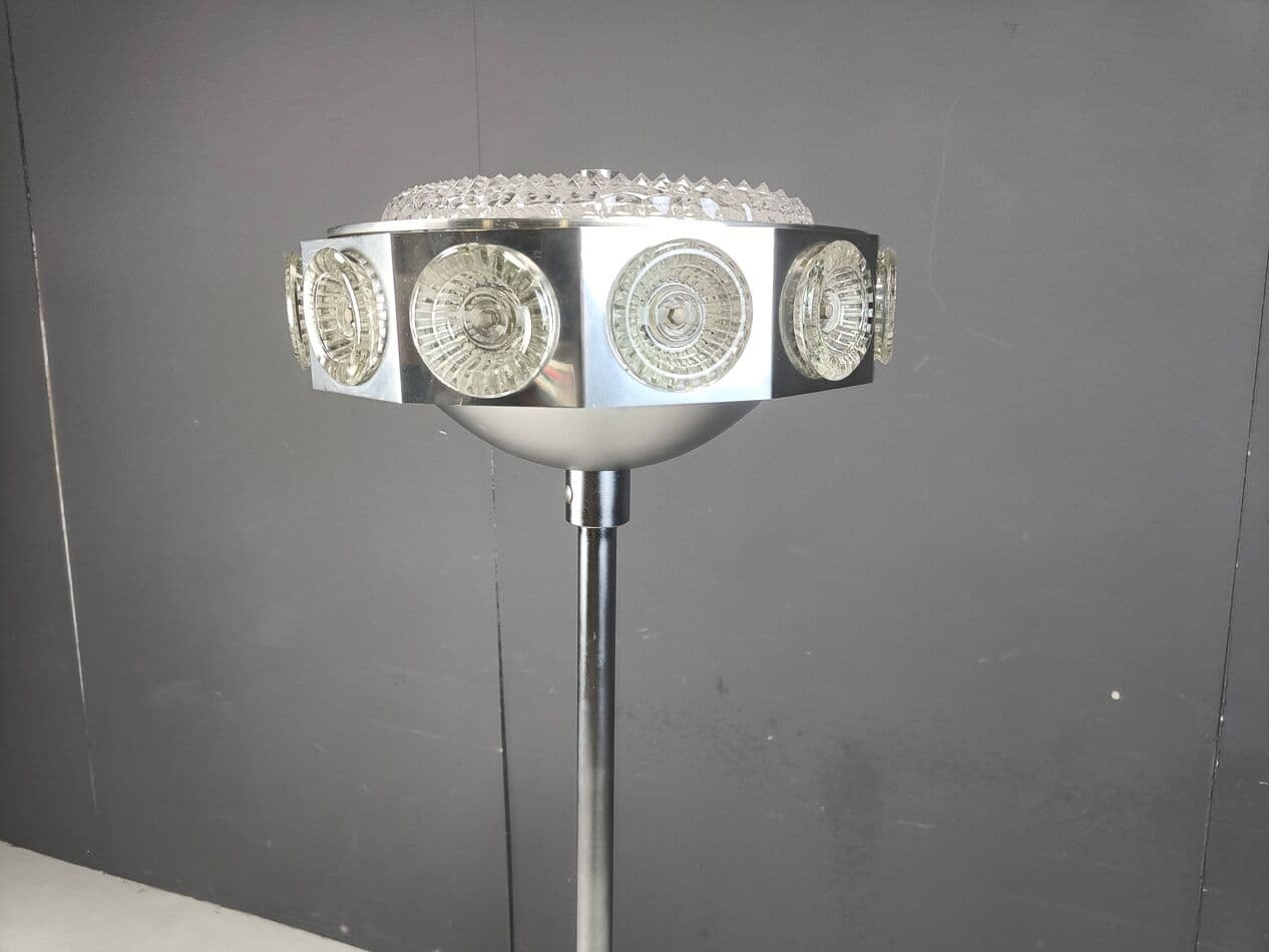 Lampa podłogowa Space Age, srebrny, aluminium szkło, Belgia, lata 70. - 271691