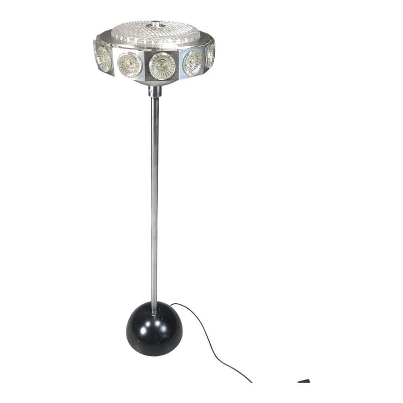 Lampa podłogowa Space Age, srebrny, aluminium szkło, Belgia, lata 70.