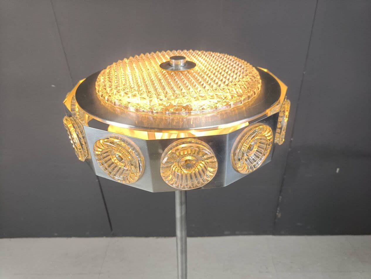 Lampa podłogowa Space Age, srebrny, aluminium szkło, Belgia, lata 70. - 271684