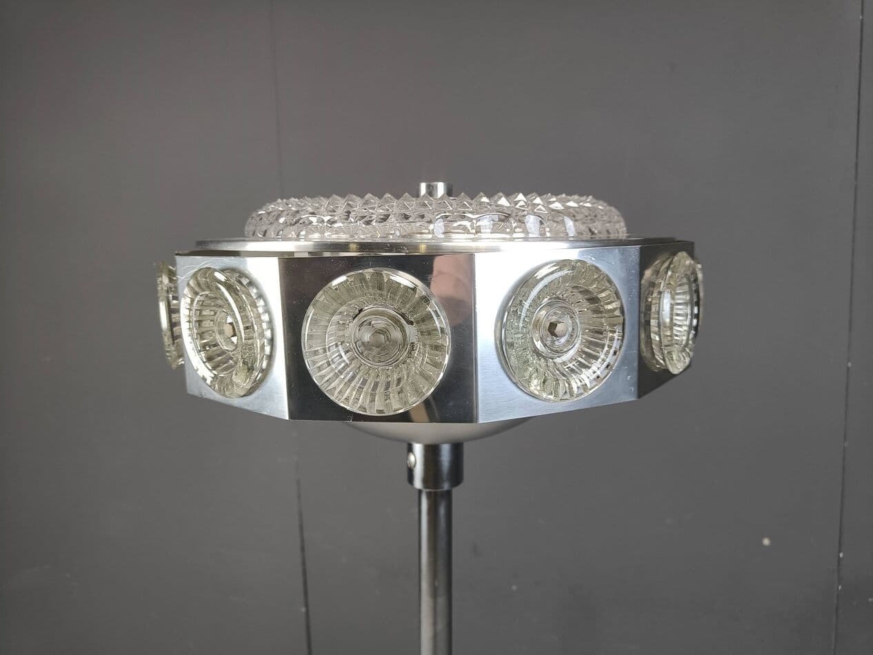 Lampa podłogowa Space Age, srebrny, aluminium szkło, Belgia, lata 70. - 271689