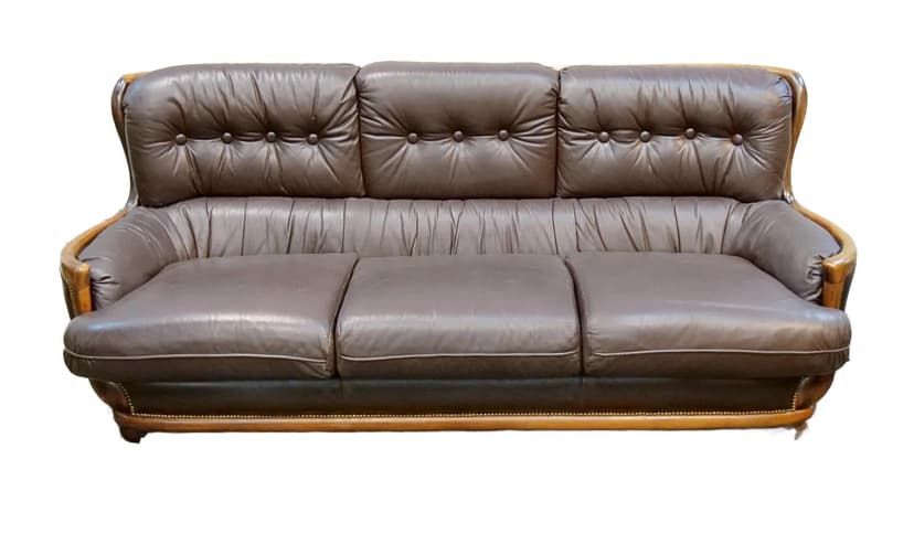 Sofa Arts & Crafts, skóra brąz ciemny, orzech, Europa, lata 50.