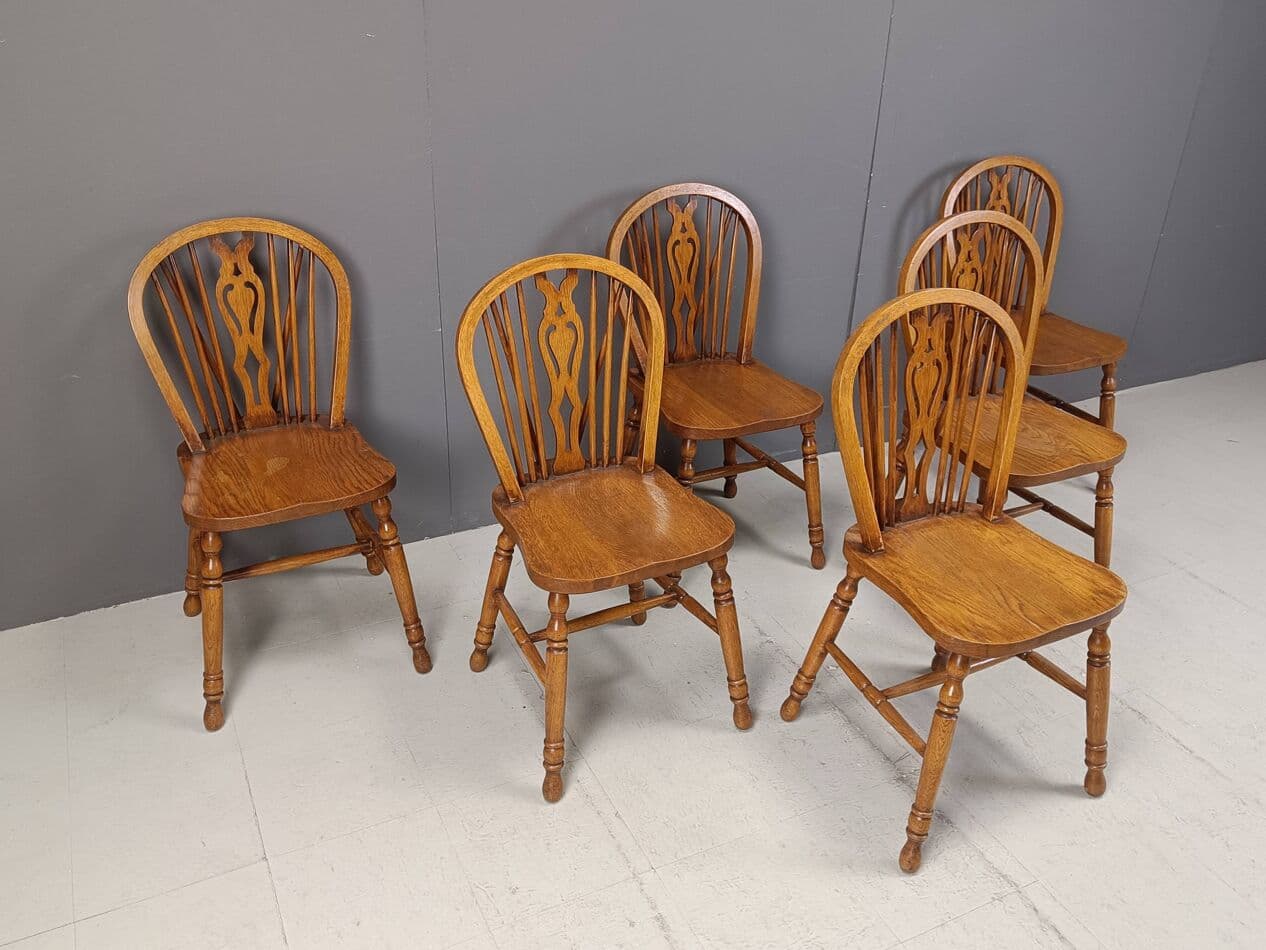 Set of Six Dining Chairs, brown, wood, Belgium, 1970s. - 271572