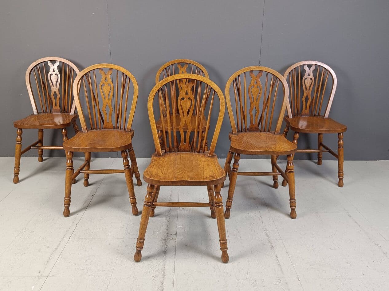 Set of Six Dining Chairs, brown, wood, Belgium, 1970s. - 271577