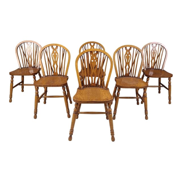Set of Six Dining Chairs, brown, wood, Belgium, 1970s. - DIMENSION