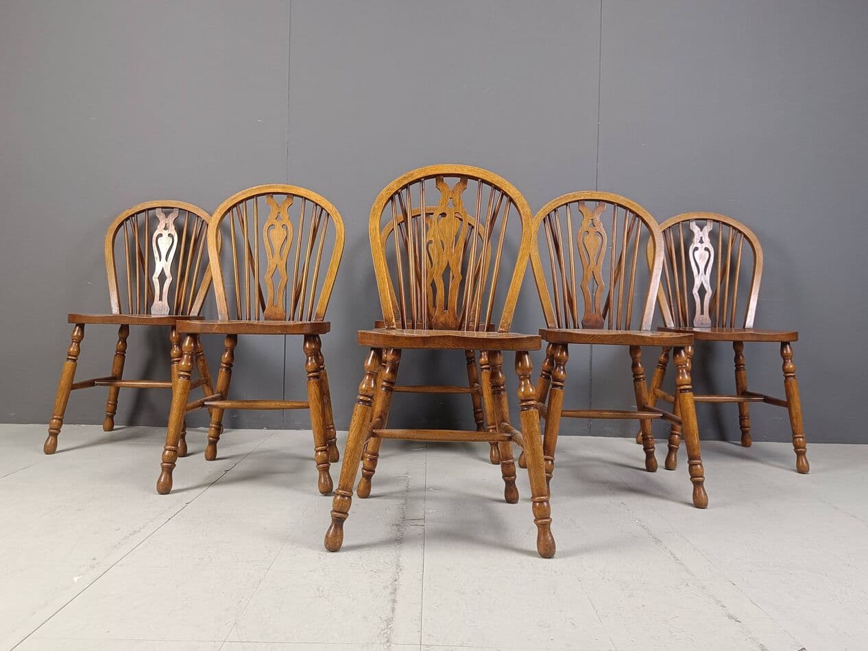 Set of Six Dining Chairs, brown, wood, Belgium, 1970s. - 271570