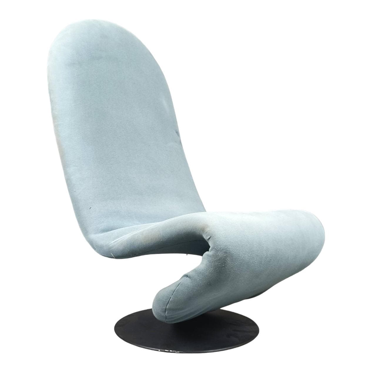 Fotel 1-2-3 High Back, velvet niebieski, proj. V. Panton, Fritz Hansen, Dania, lata 70.