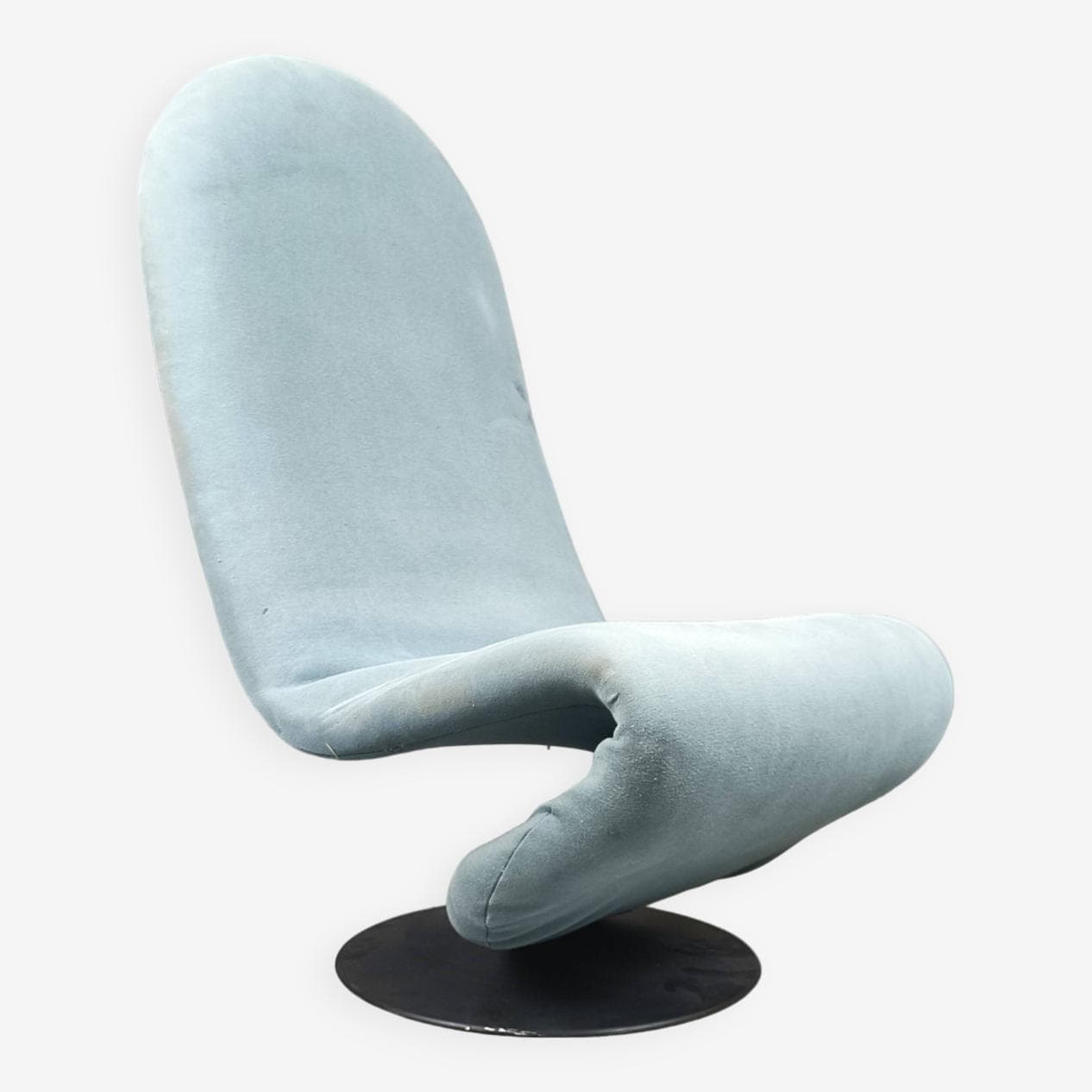 Fotel 1-2-3 High Back, velvet niebieski, proj. V. Panton, Fritz Hansen, Dania, lata 70. - 271523