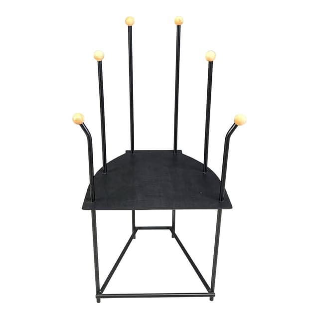 Fotel lounge postmodernistyczny, metal czarny, Belgia, lata 80. - WYMIARY