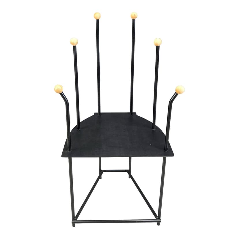 Fotel lounge postmodernistyczny, metal czarny, Belgia, lata 80.