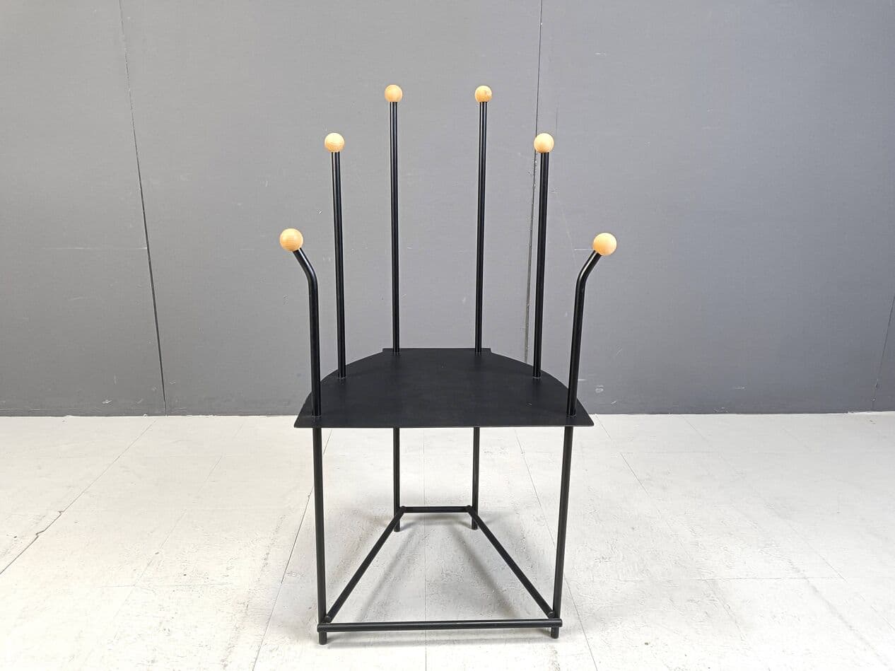 Fotel lounge postmodernistyczny, metal czarny, Belgia, lata 80. - 271481