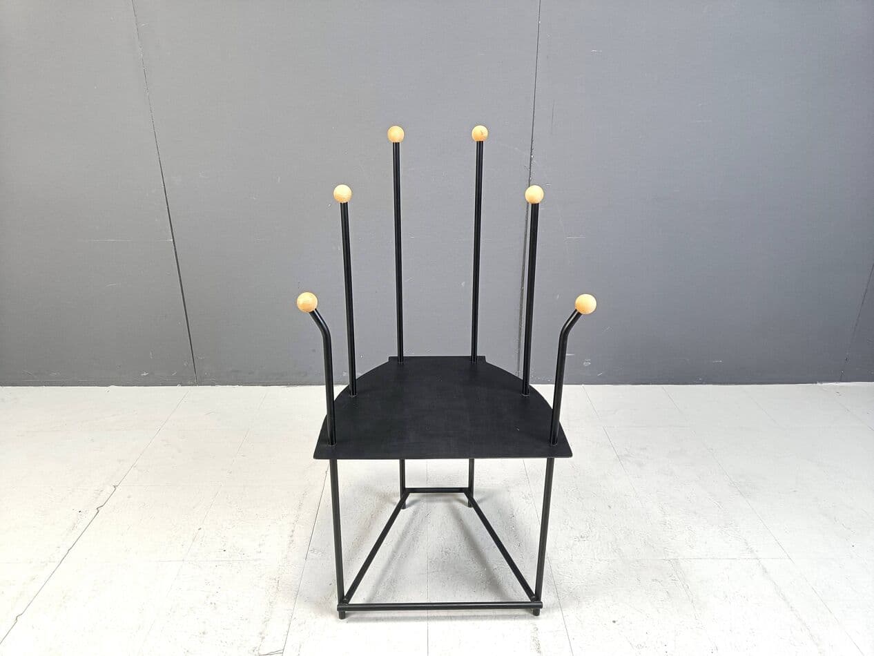 Fotel lounge postmodernistyczny, metal czarny, Belgia, lata 80. - 271484