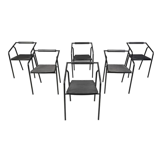 Zestaw sześciu krzeseł jadalnianych Lexis, czarne, Włochy, lata 90. - WYMIARY