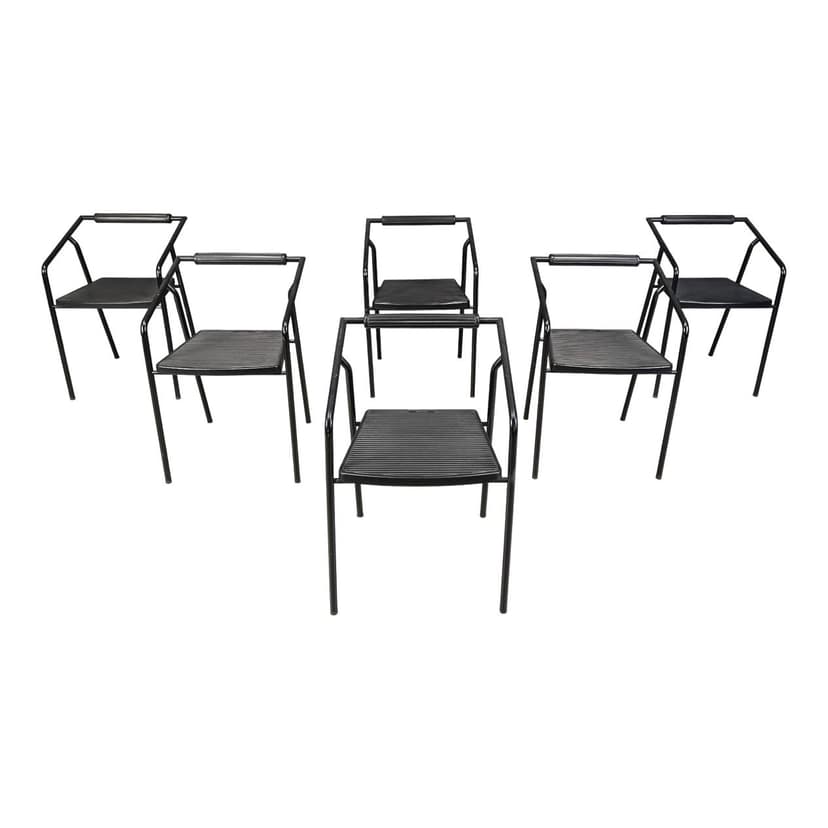 Zestaw sześciu krzeseł jadalnianych Lexis, czarne, Włochy, lata 90.