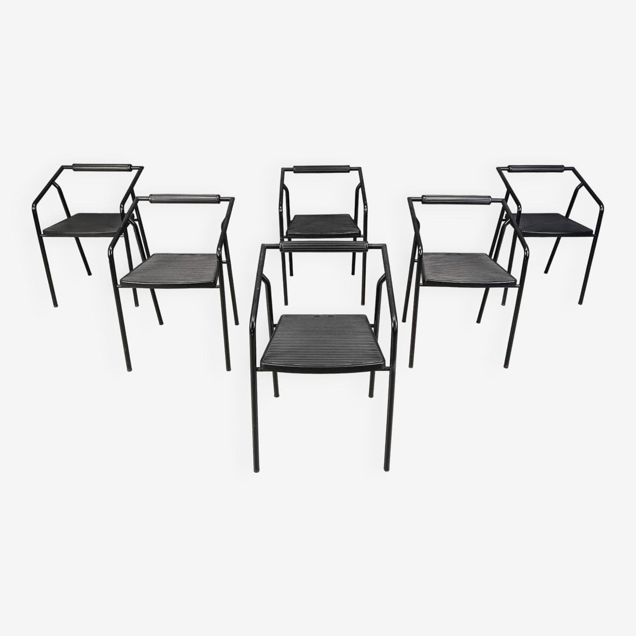 Zestaw sześciu krzeseł jadalnianych Lexis, czarne, Włochy, lata 90. - 271416