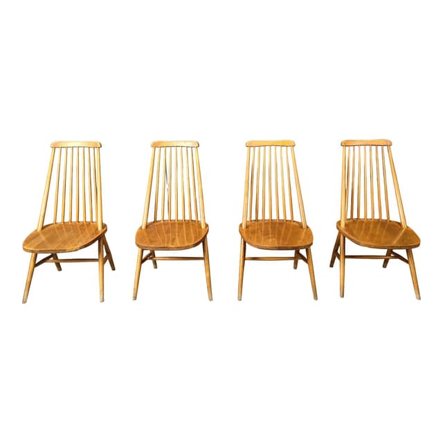 Set of four Scandinavian dining chairs, brown, wood, Denmark, 1960s. - DIMENSION