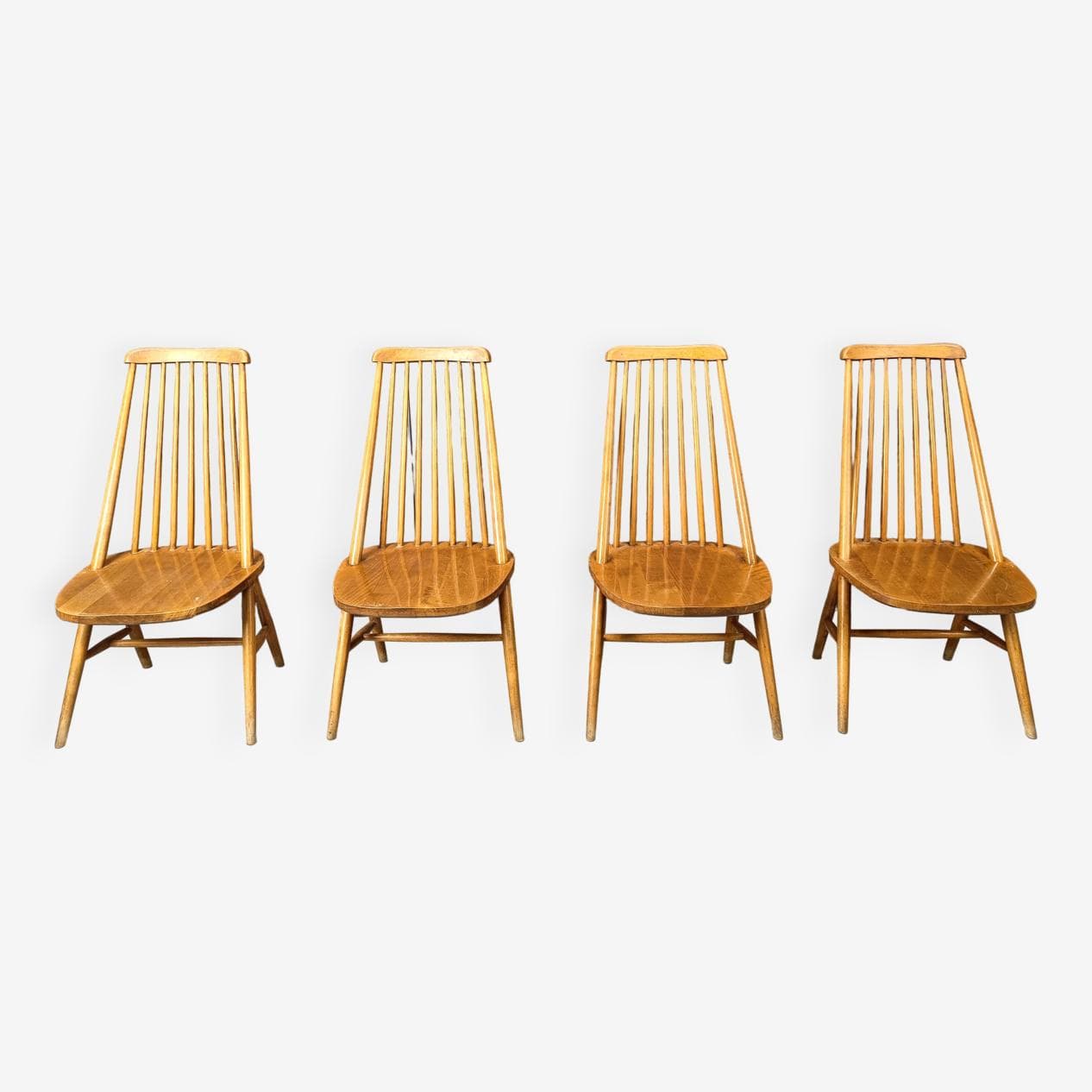 Set of four Scandinavian dining chairs, brown, wood, Denmark, 1960s. - 271382