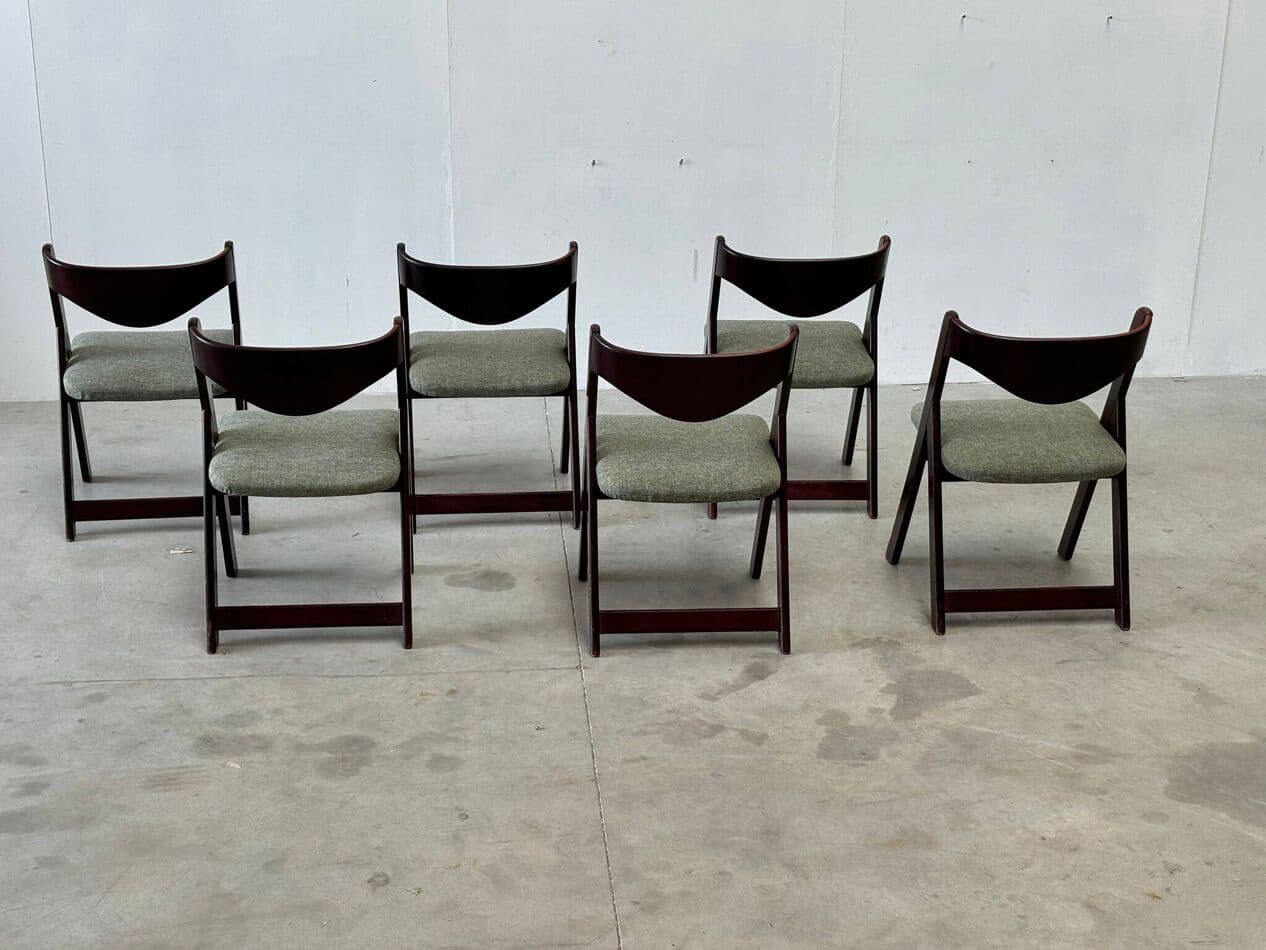 Set of six dining chairs, brown mahogany, Italy, 1960s. - 271368