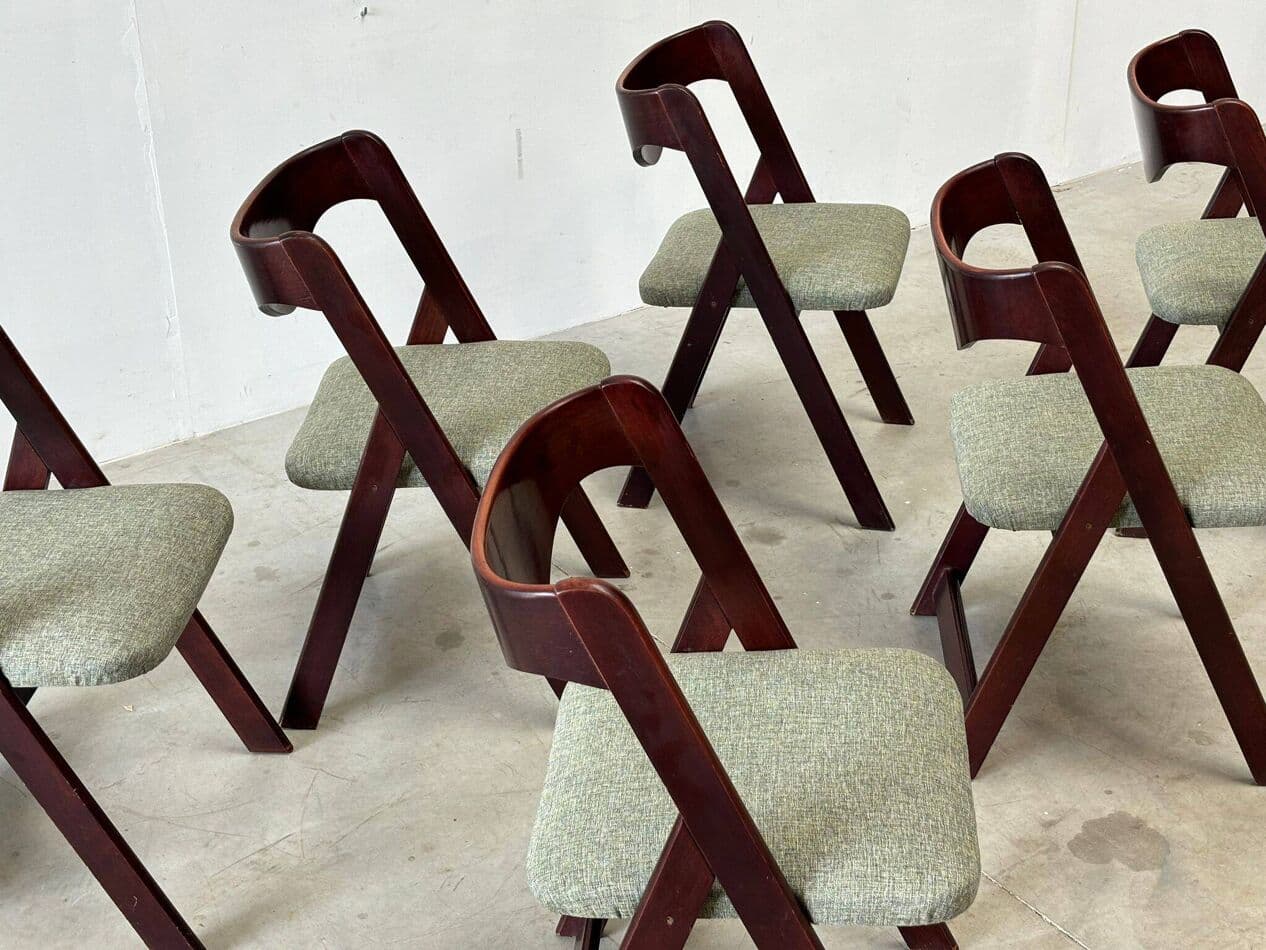 Set of six dining chairs, brown mahogany, Italy, 1960s. - 271379