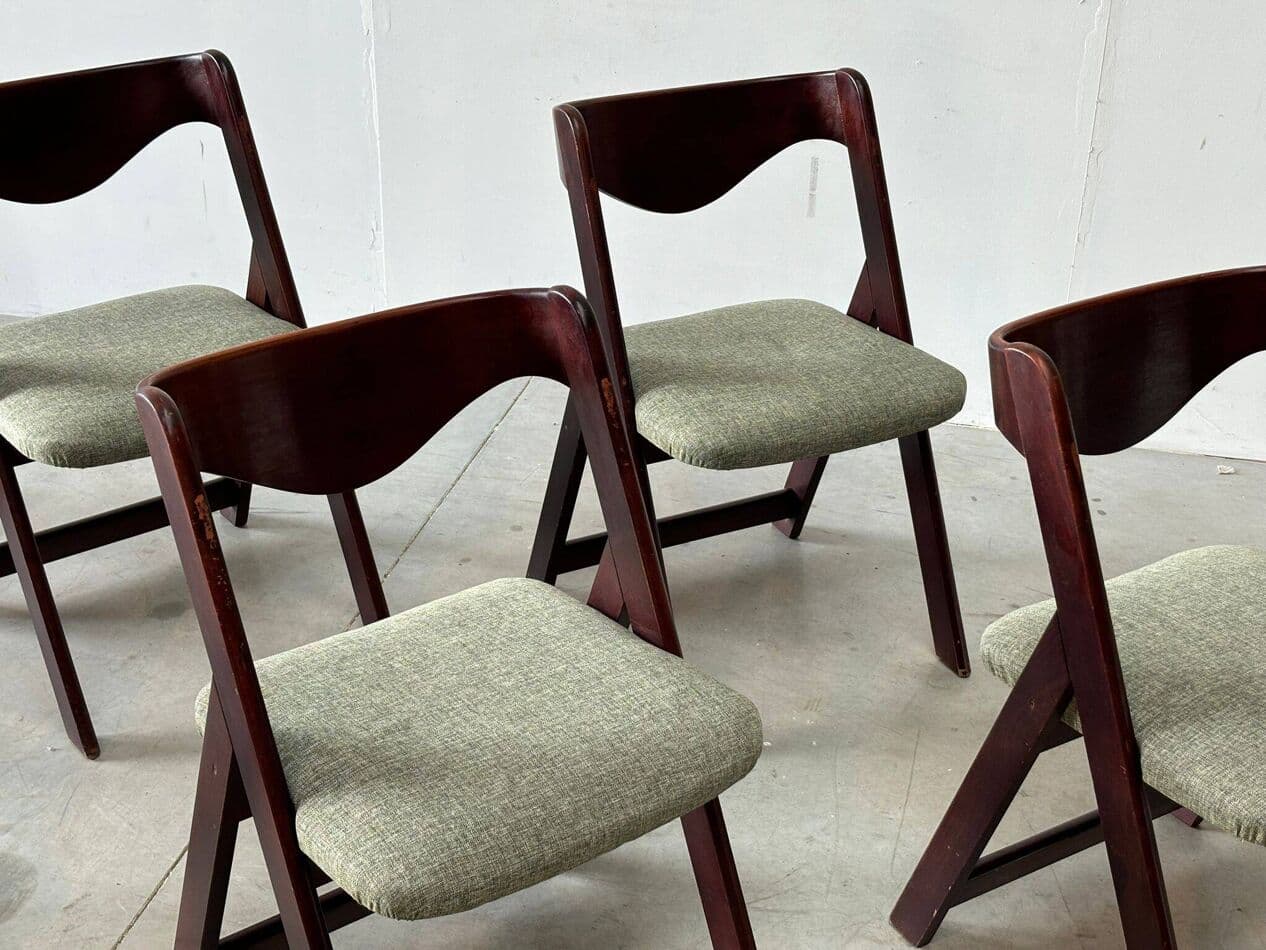 Set of six dining chairs, brown mahogany, Italy, 1960s. - 271377