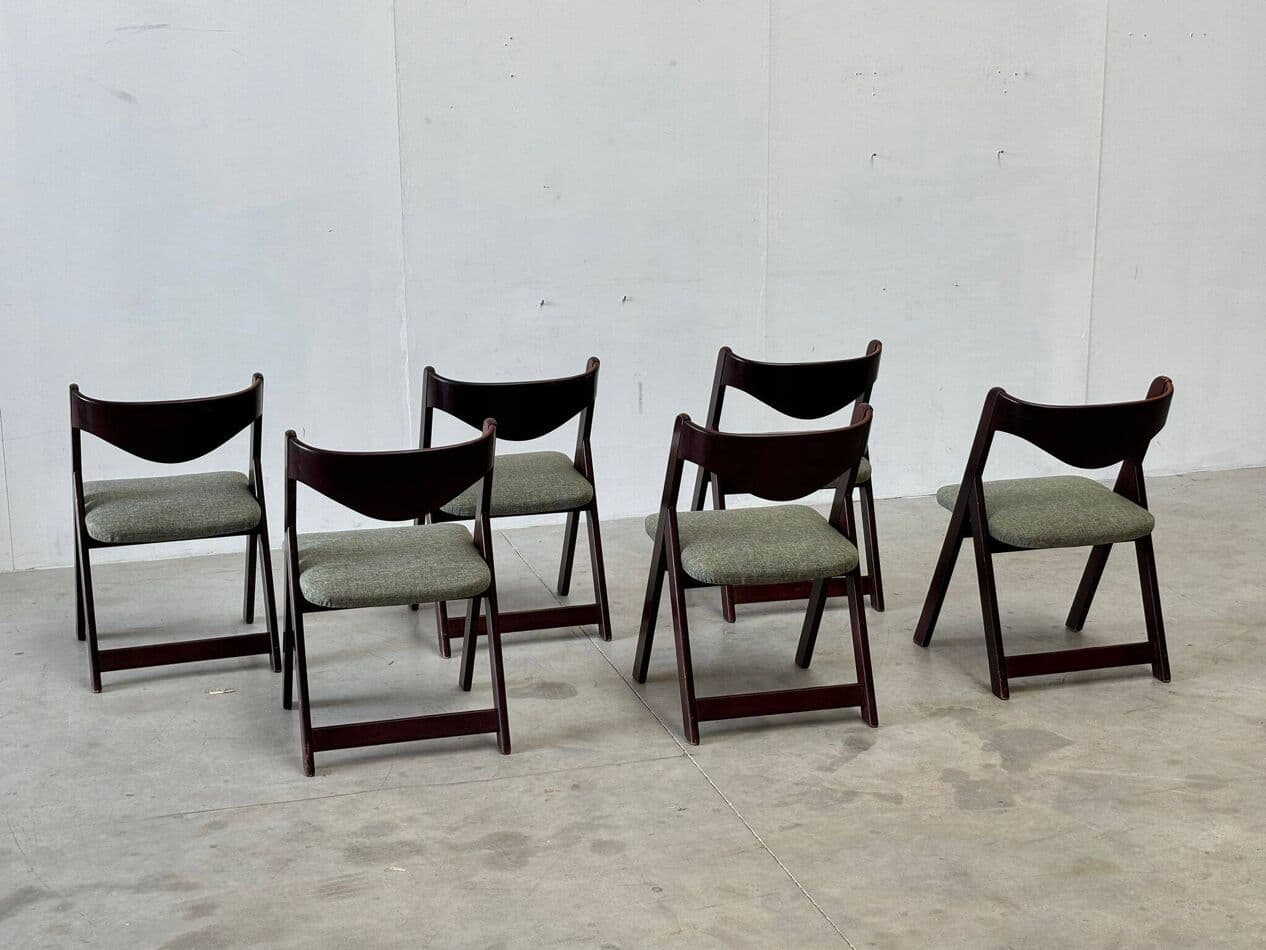 Set of six dining chairs, brown mahogany, Italy, 1960s. - 271375
