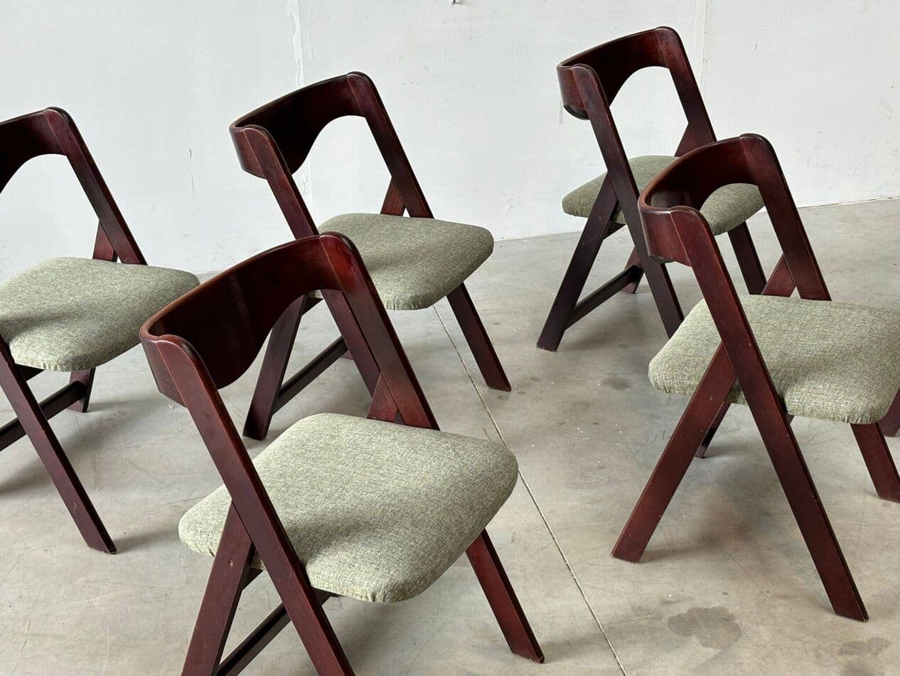 Set of six dining chairs, brown mahogany, Italy, 1960s. - 271367