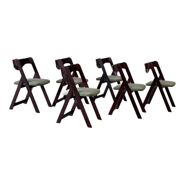 Set of six dining chairs, brown mahogany, Italy, 1960s. - DIMENSION