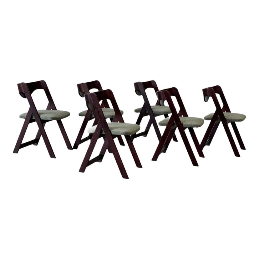 Set of six dining chairs, brown mahogany, Italy, 1960s.