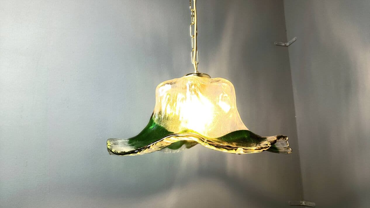 Lampa wisząca, Murano, zielony, szkło, Mazzega, Włochy, lata 60. - 271331