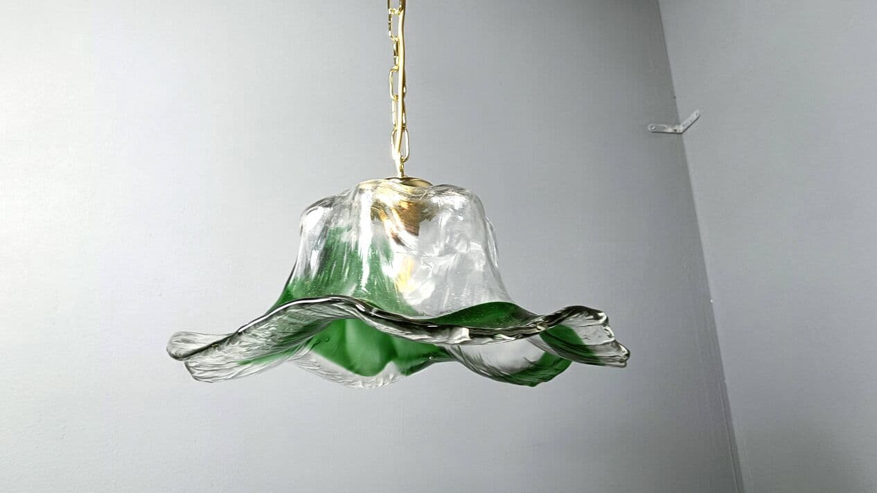Lampa wisząca, Murano, zielony, szkło, Mazzega, Włochy, lata 60. - 271333