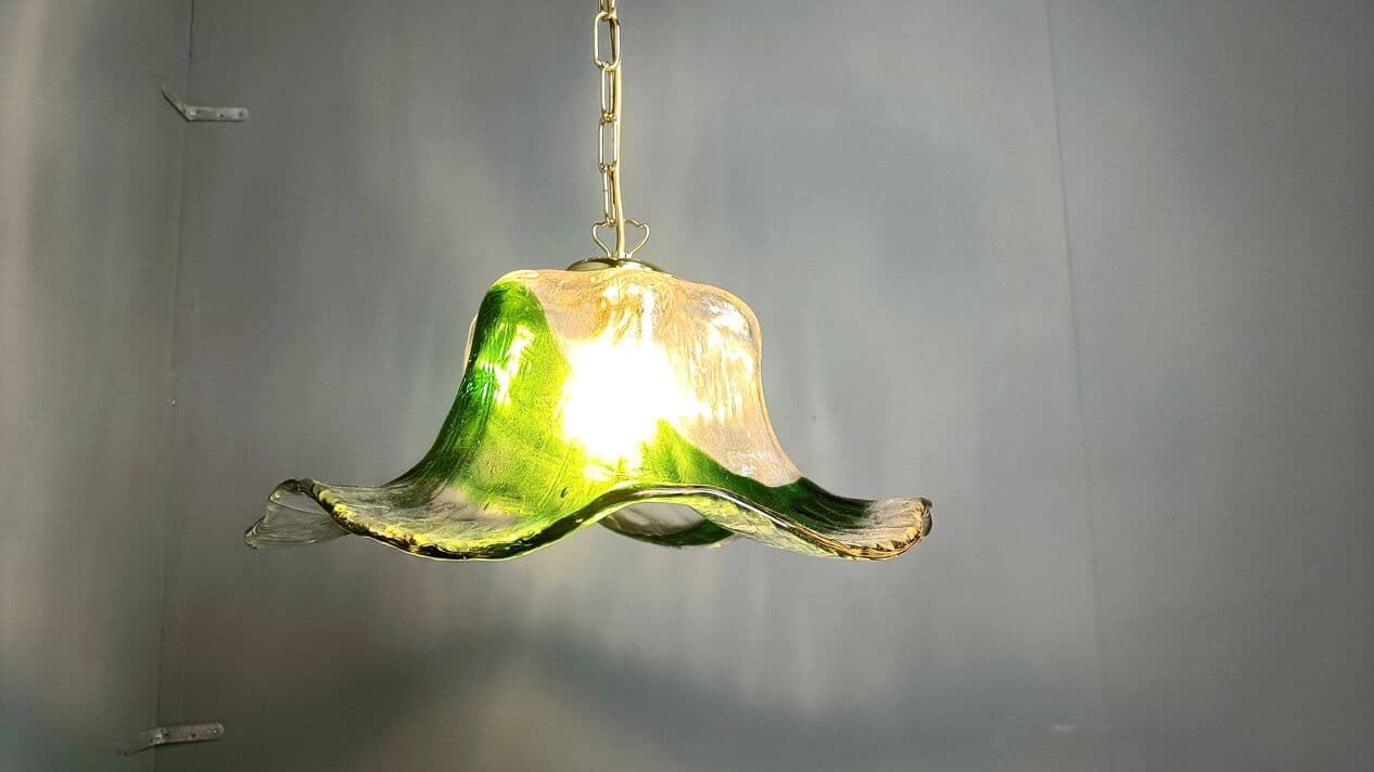 Lampa wisząca, Murano, zielony, szkło, Mazzega, Włochy, lata 60. - 271338