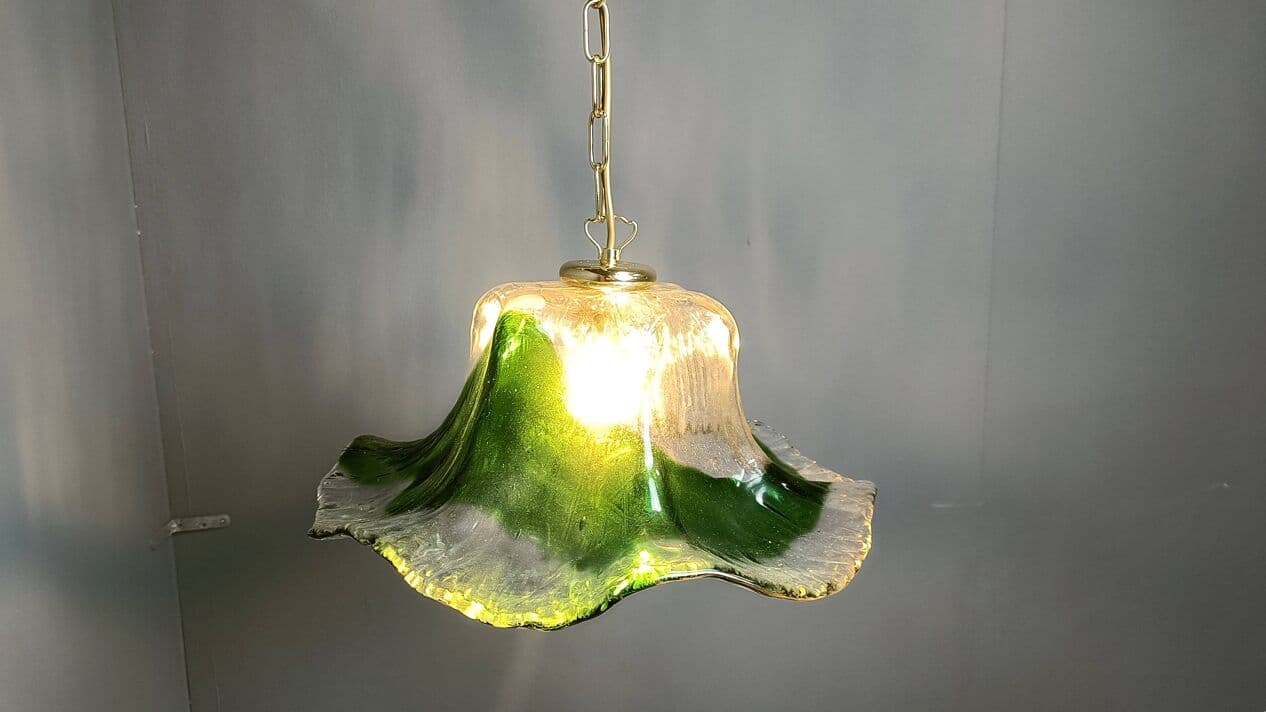 Lampa wisząca, Murano, zielony, szkło, Mazzega, Włochy, lata 60. - 271337
