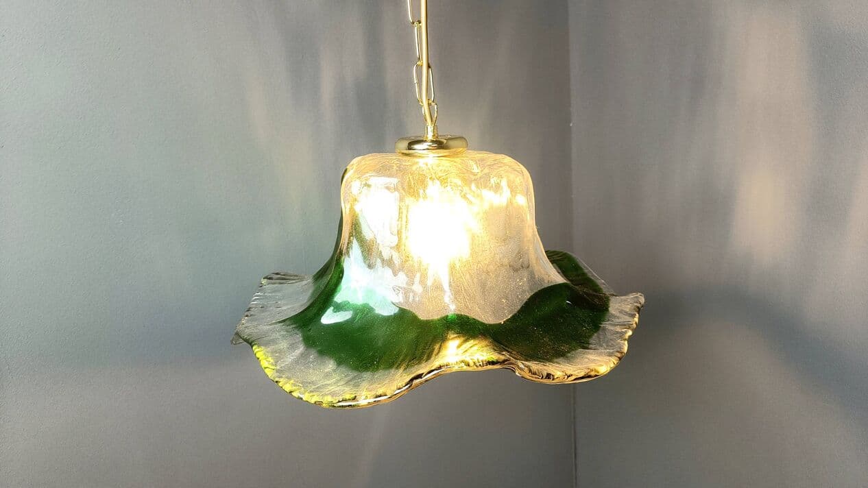 Lampa wisząca, Murano, zielony, szkło, Mazzega, Włochy, lata 60. - 271329