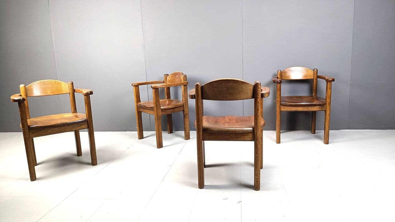 Set of Four Armchairs, brown, wood, Belgium, 1970s. - 271299