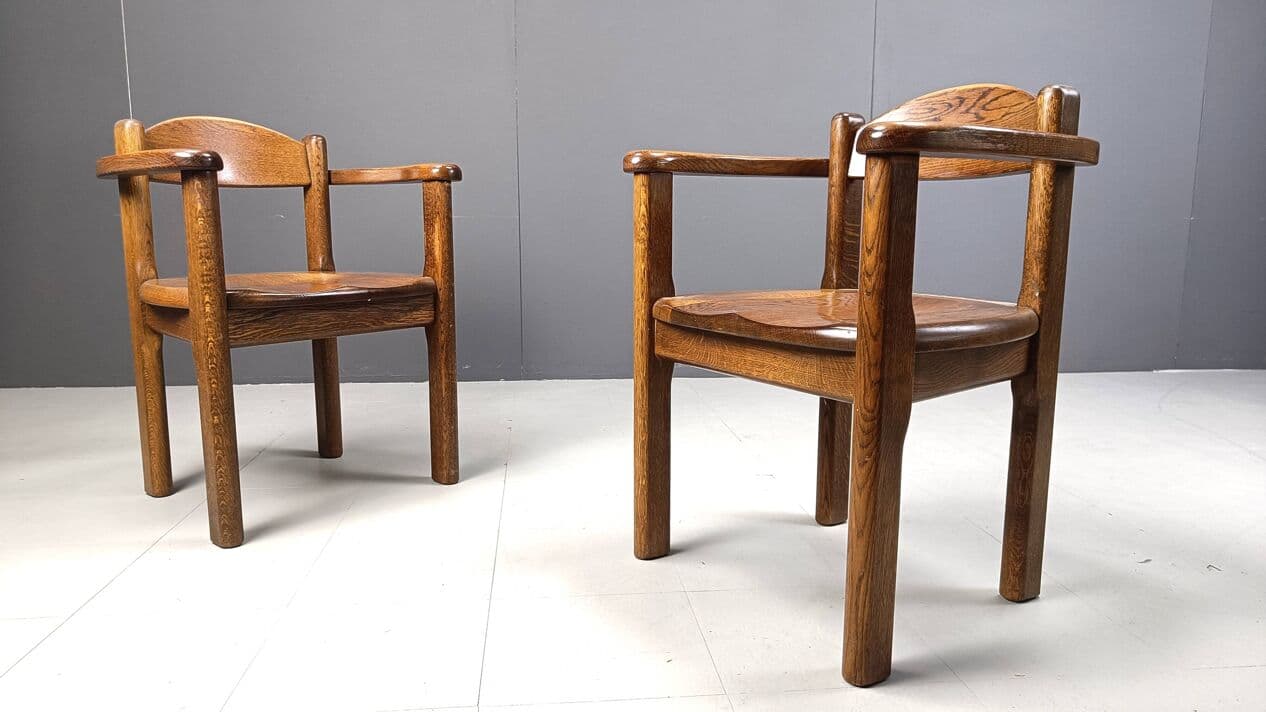 Set of Four Armchairs, brown, wood, Belgium, 1970s. - 271302