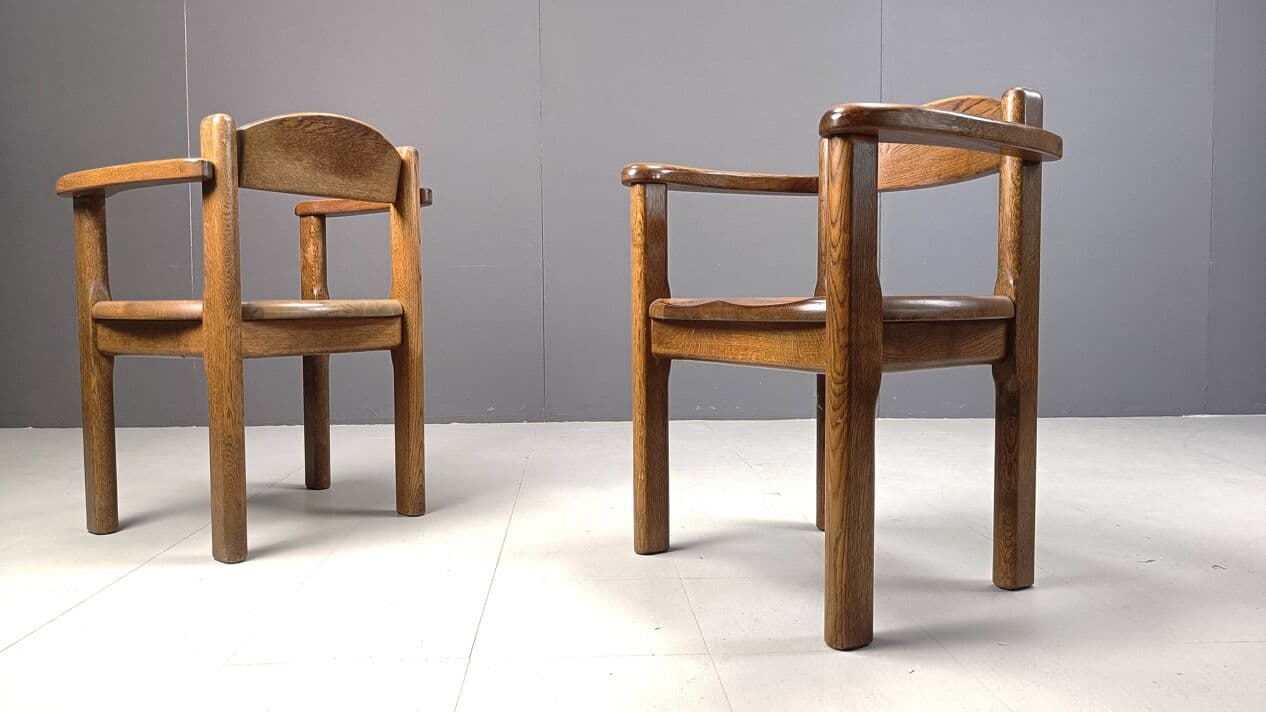 Set of Four Armchairs, brown, wood, Belgium, 1970s. - 271293