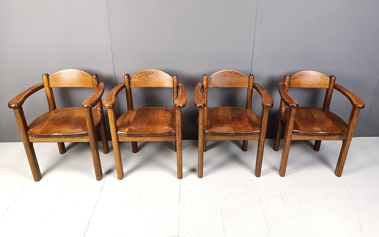 Set of Four Armchairs, brown, wood, Belgium, 1970s. - 271295