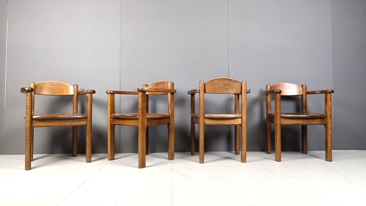 Set of Four Armchairs, brown, wood, Belgium, 1970s. - 271298