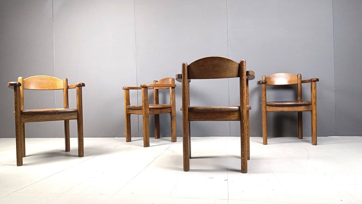 Set of Four Armchairs, brown, wood, Belgium, 1970s. - 271300
