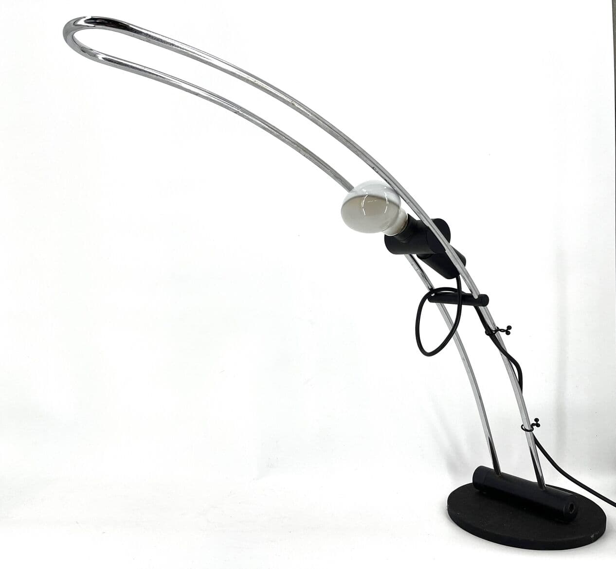 Lampa biurkowa, srebrny chrom, Włochy, lata 70. - 271285