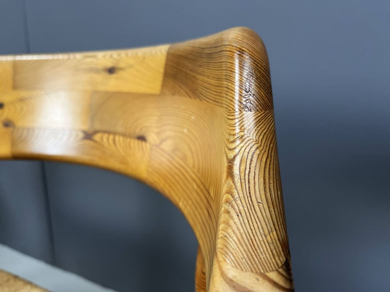 Set of Four Dining Chairs, brown pine, by R. Daumiller, Hirtshals Savvaerk, Denmark, 1970s. - 271272