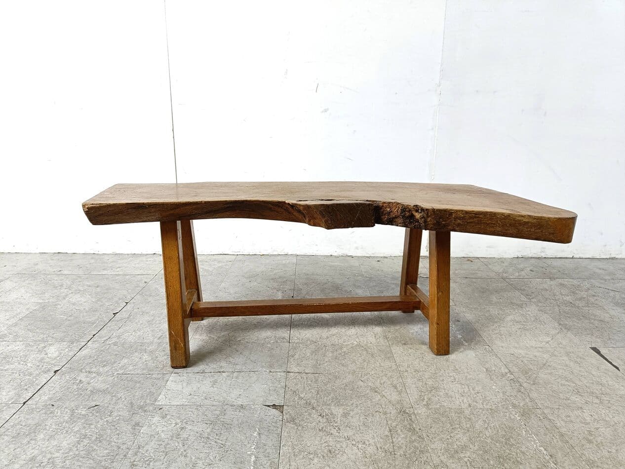 Coffee table Brutalist, brown wood, Belgium, 1960s. - 271224