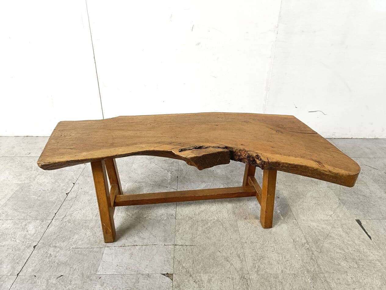 Coffee table Brutalist, brown wood, Belgium, 1960s. - 271220
